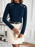SHEIN Raffinéa Mock Neck Button Detail Tee