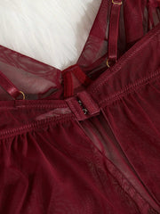 Mesh Underwire Thin Cup Sexy Lingerie Set