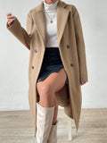 SHEIN x Carly Lawrence SHEIN Essnce Lapel Neck Double Breasted Overcoat