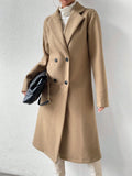 SHEIN x Carly Lawrence SHEIN Essnce Lapel Neck Double Breasted Overcoat