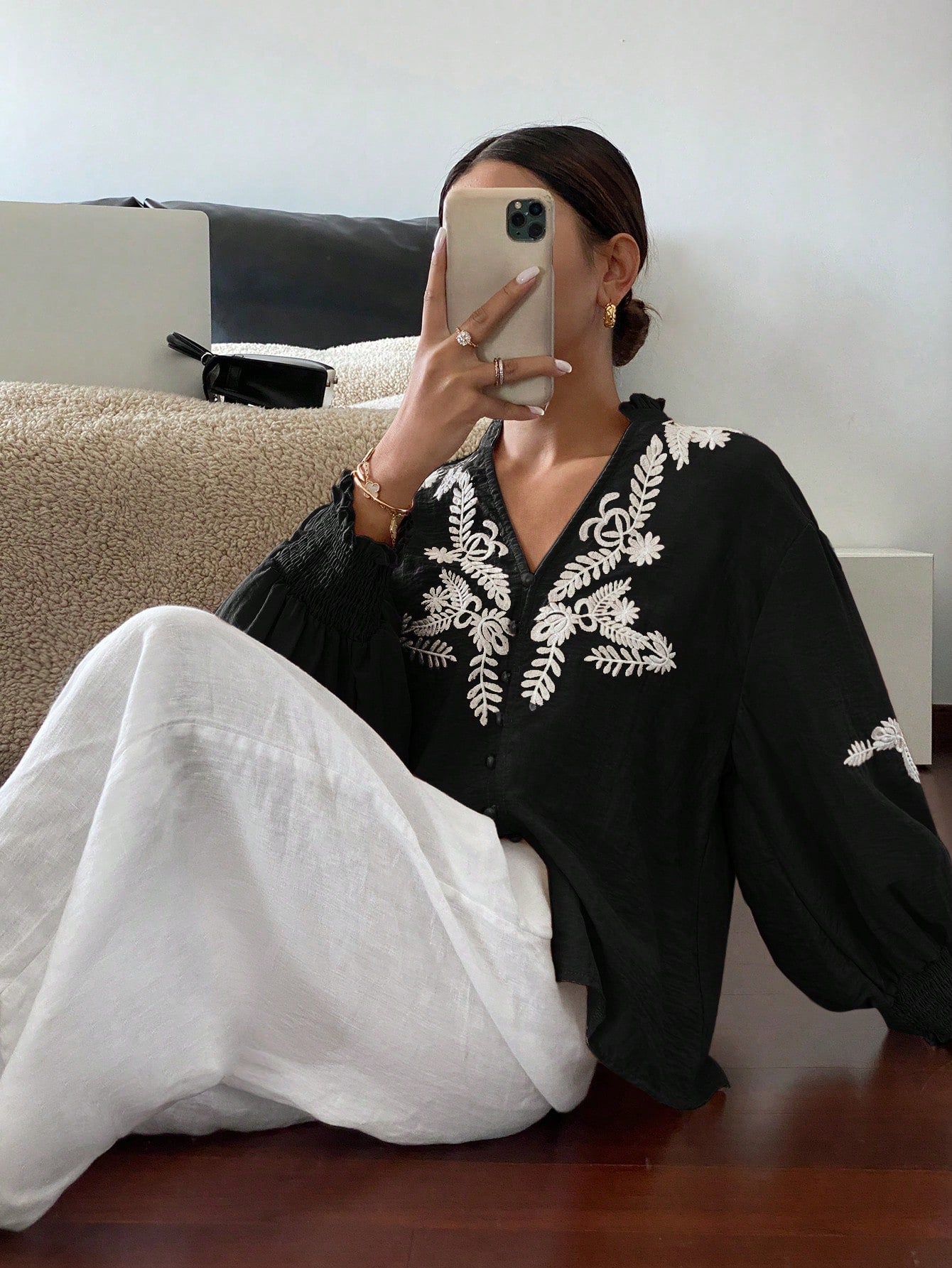 Blouse With Embroidered Decor