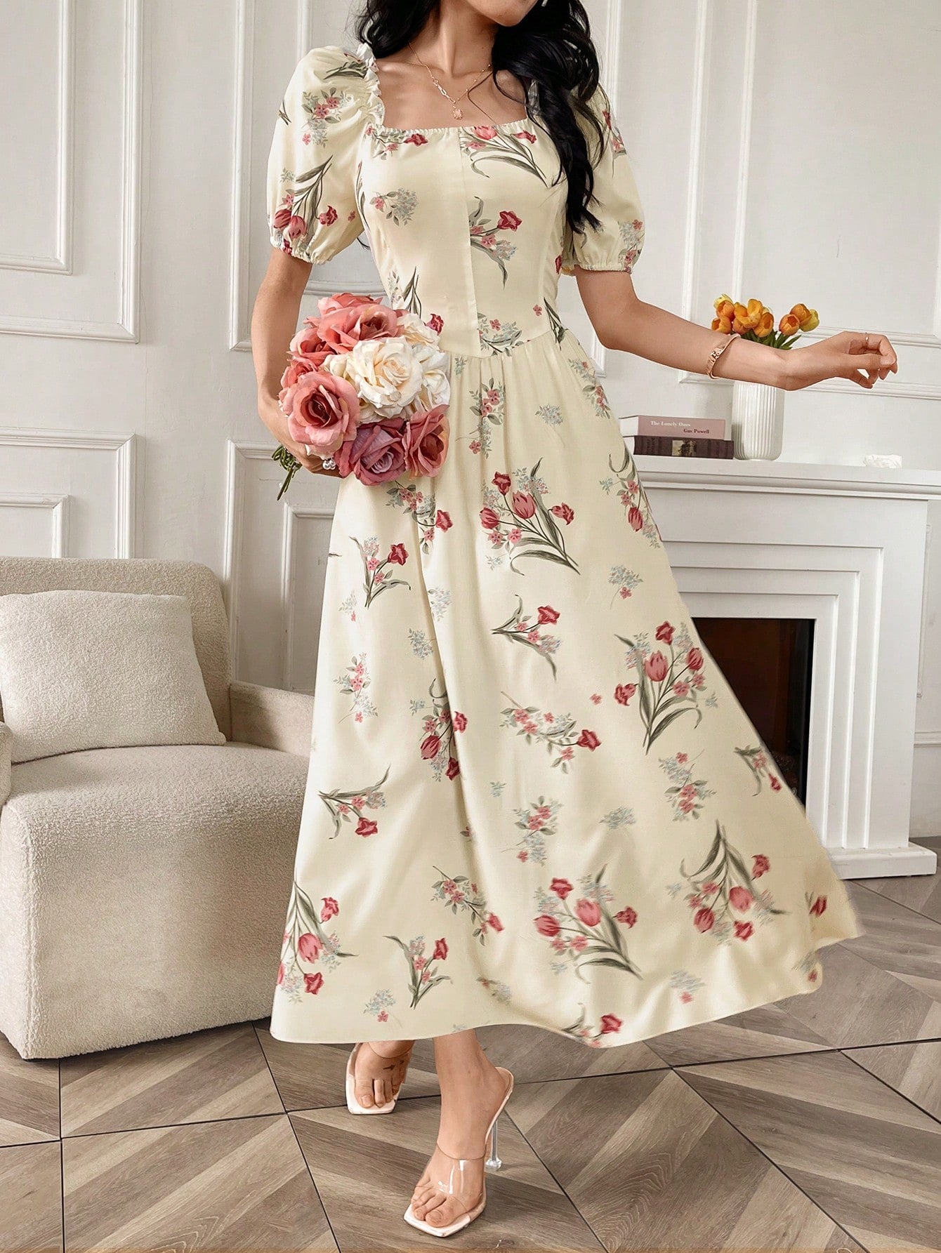 Shein Seusyu Women's Random Printed Simple Everyday Dress