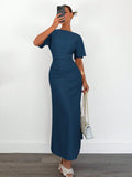 Shein Siren Gaze Women's Solid Color Linen Blended Summer Dress