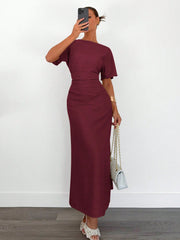 Shein Siren Gaze Women's Summer Solid Color Linen Blended Dress