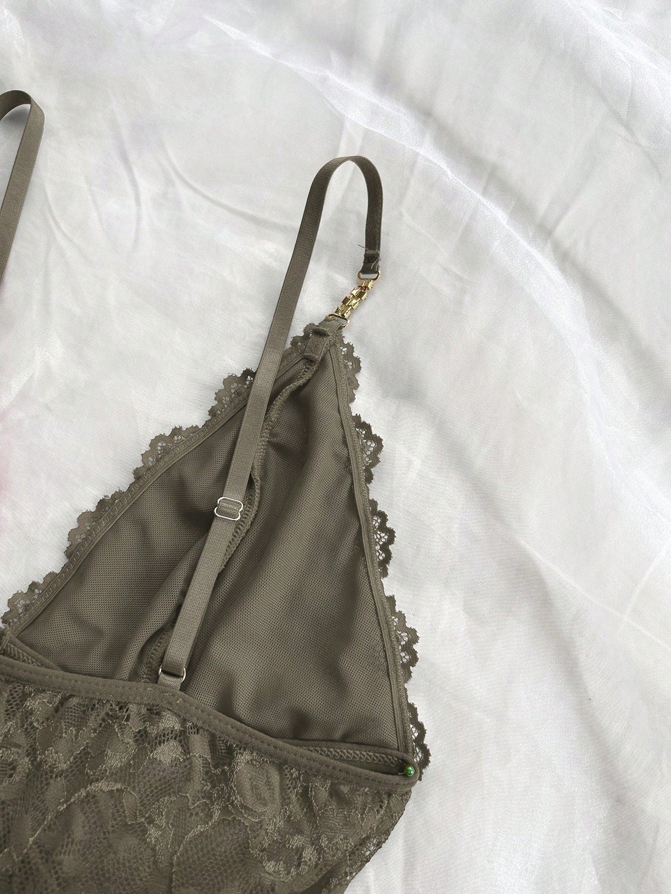 Sexy Solid Color Lace Camisole Nightgown With Matching Lace Panties