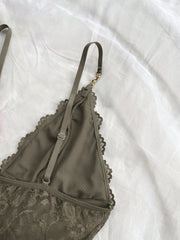 Sexy Solid Color Lace Camisole Nightgown With Matching Lace Panties