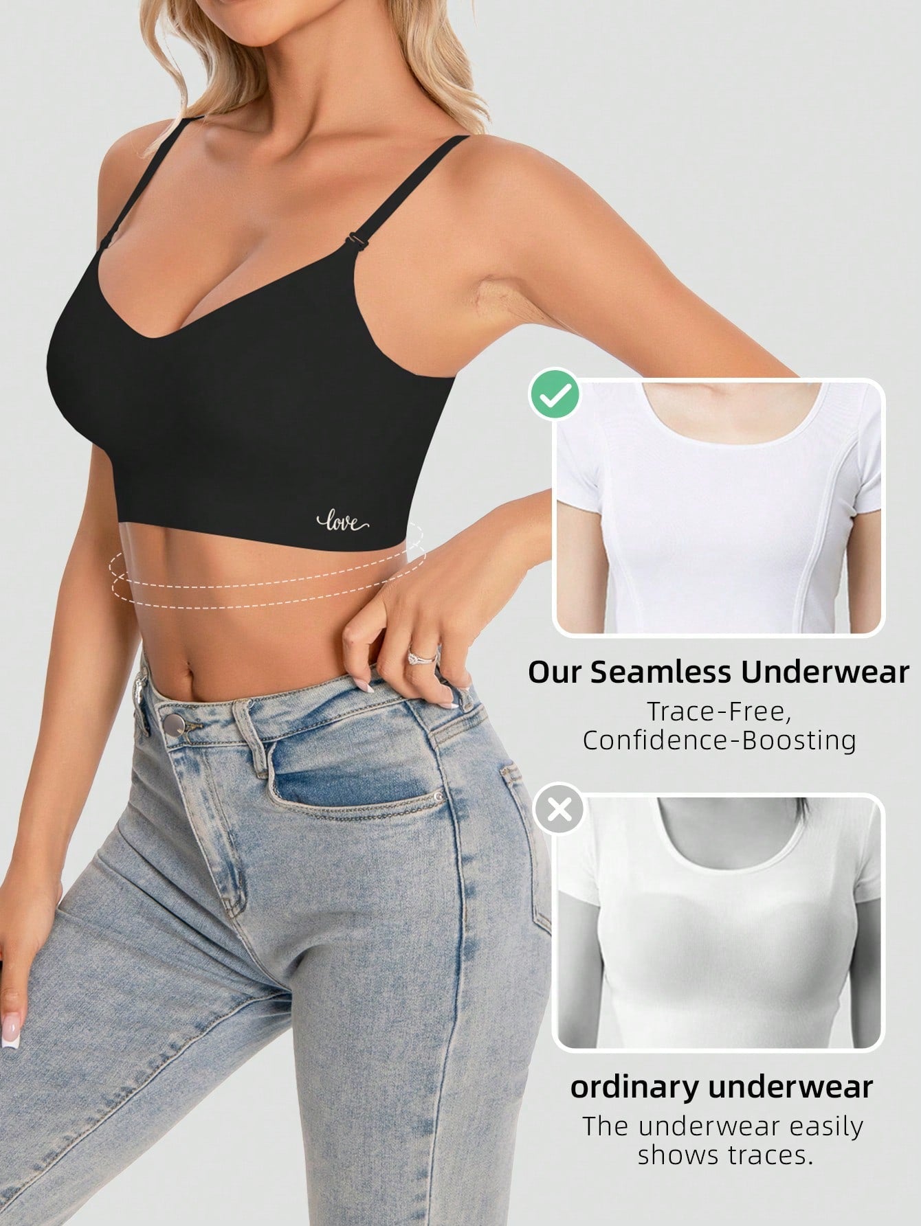 Seamless Backless Strapless Bra - Lightweight & Breathable Thin Cup, Adjustable & Convertible Shoulder Straps - Removable Padding