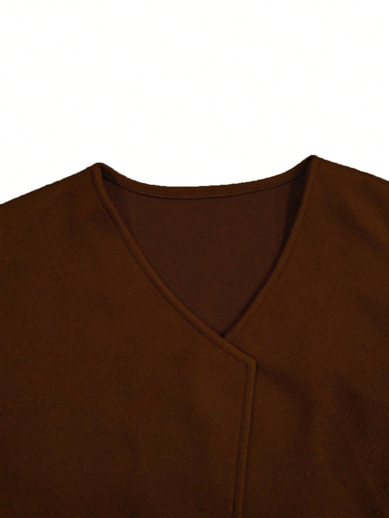 2 pc Elegant Solid Color V-Neck Long Sleeve Short Overcoat with scarf