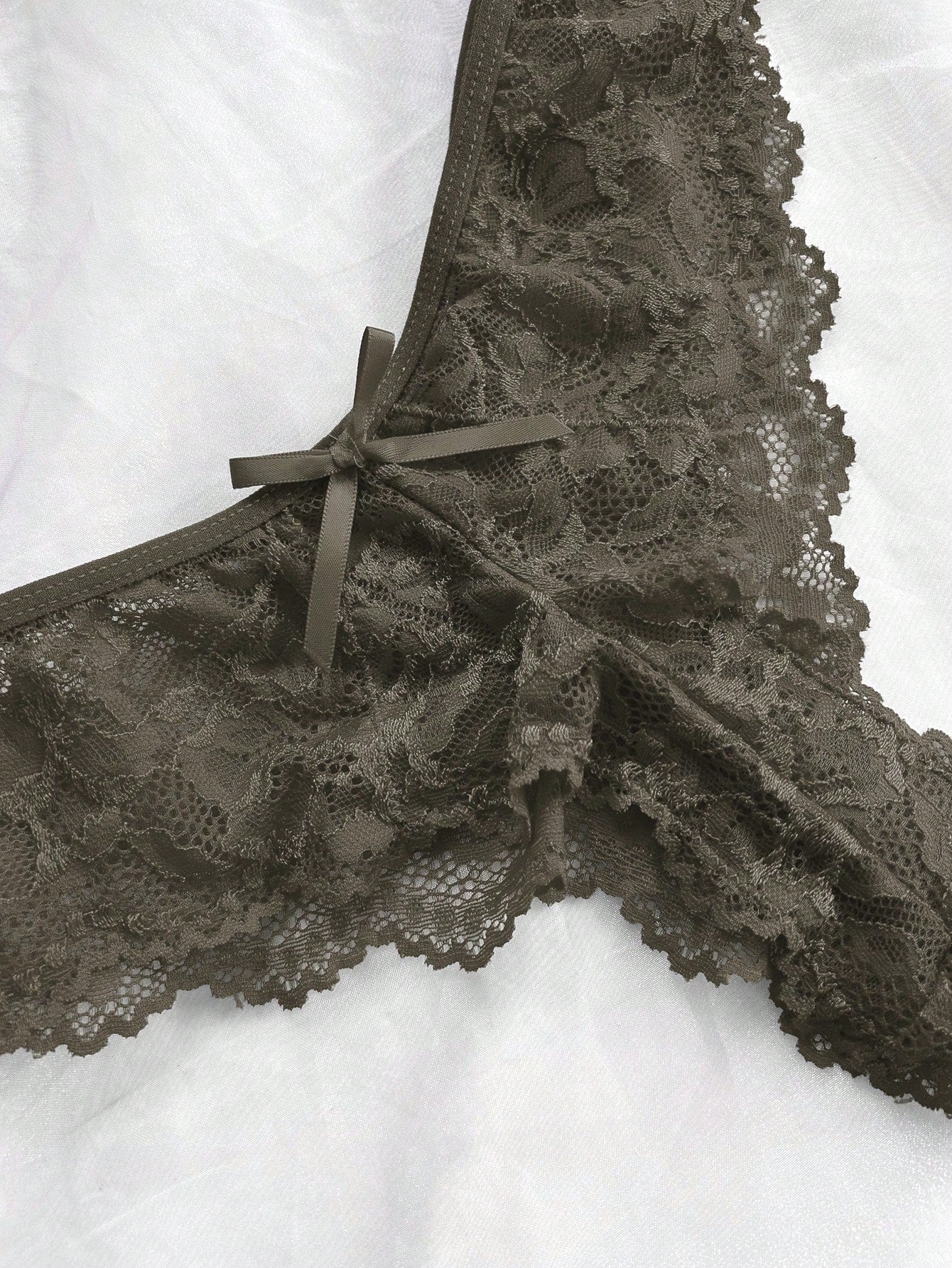 Sexy Solid Color Lace Camisole Nightgown With Matching Lace Panties