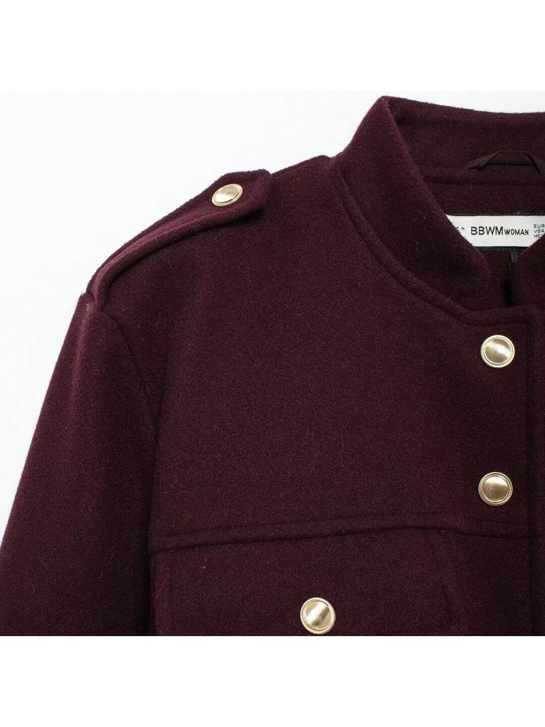 Women Solid Color Front Button Closure Long Sleeve Casual Soft Short Jacket