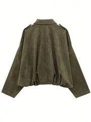 Loose Long Sleeves Zip Vintage Bomber Jacket