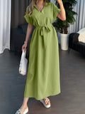 Shein Women's Elegant Casual Solid Color Button Waistband Minimalist Daily Dress, Summer