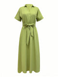 Shein Women's Elegant Casual Solid Color Button Waistband Minimalist Daily Dress, Summer