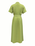 Shein Women's Elegant Casual Solid Color Button Waistband Minimalist Daily Dress, Summer
