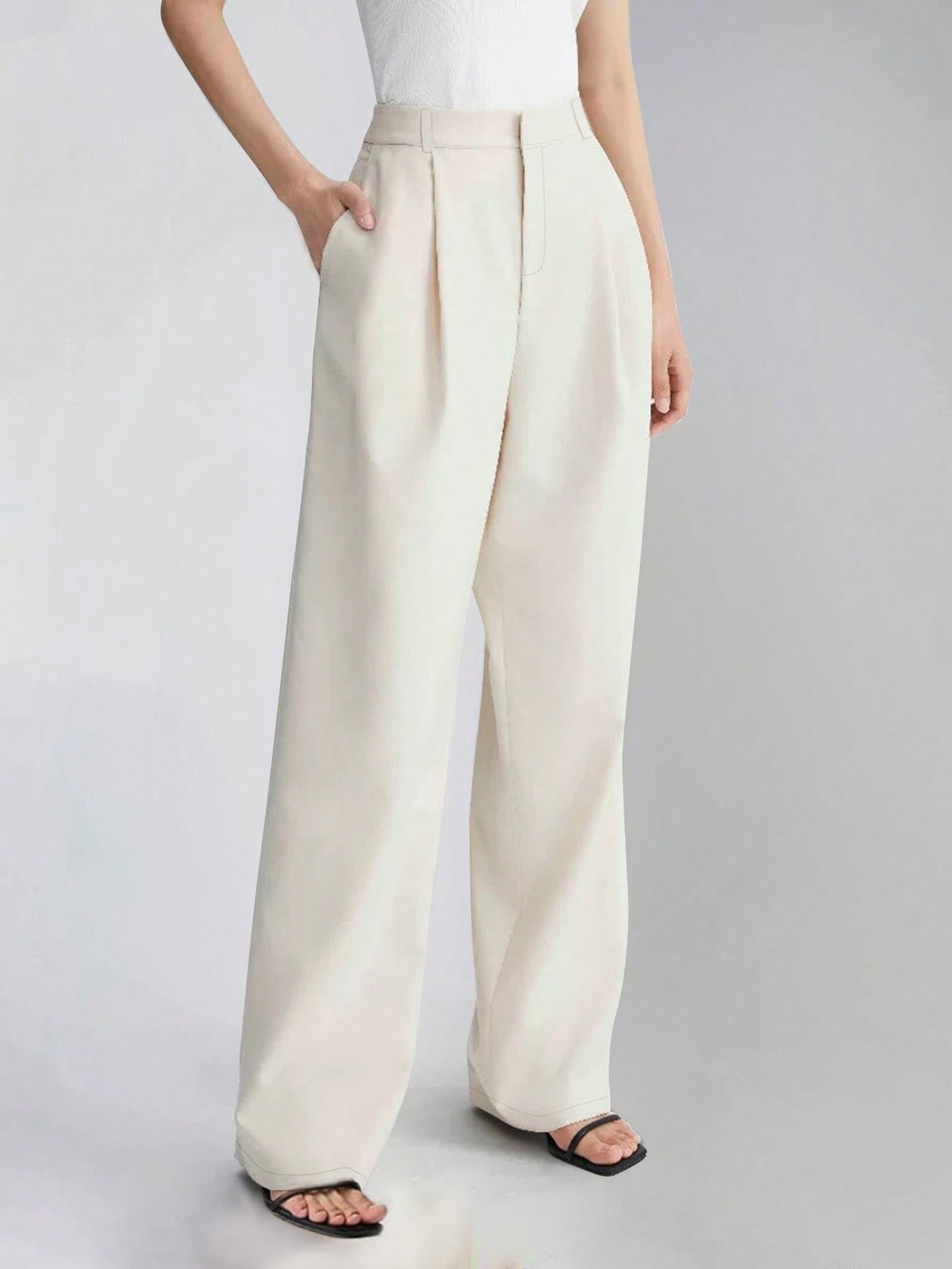 Shein Women's High Waist Side Pocket Wide Leg Suit Pants