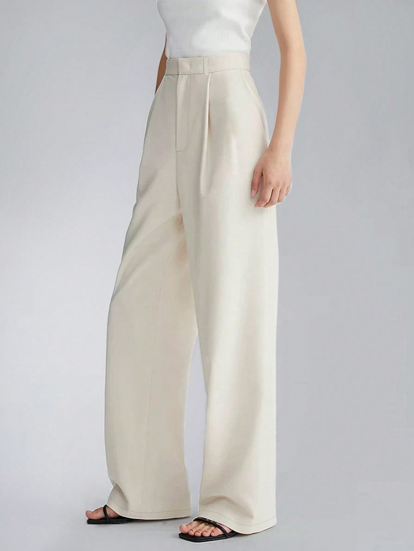 Shein Women's High Waist Side Pocket Wide Leg Suit Pants