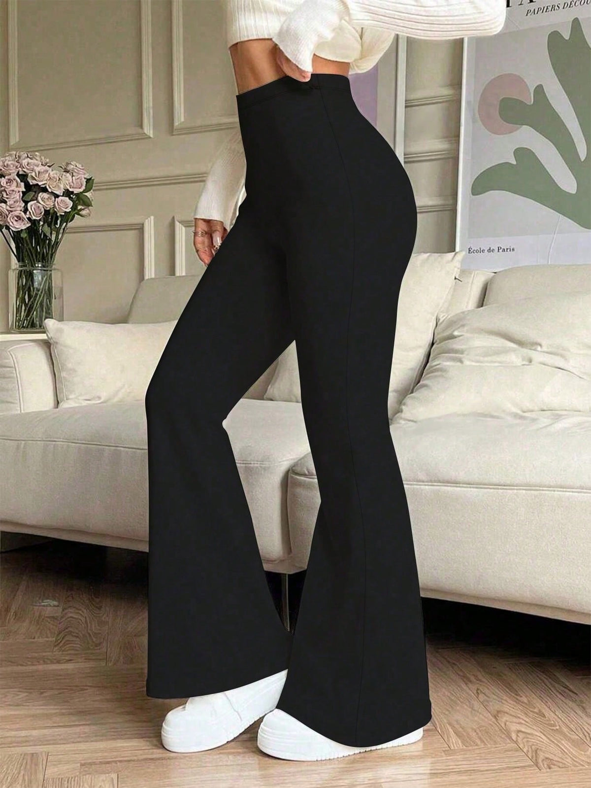 Shein Women's High Waist Solid Color Flared Sports Yoga Pants