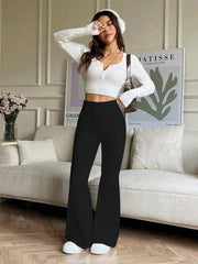 Shein Women's High Waist Solid Color Flared Sports Yoga Pants
