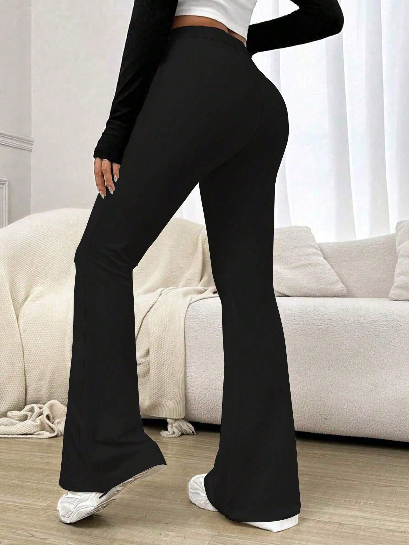 Shein Women's High Waist Solid Color Flared Sports Yoga Pants