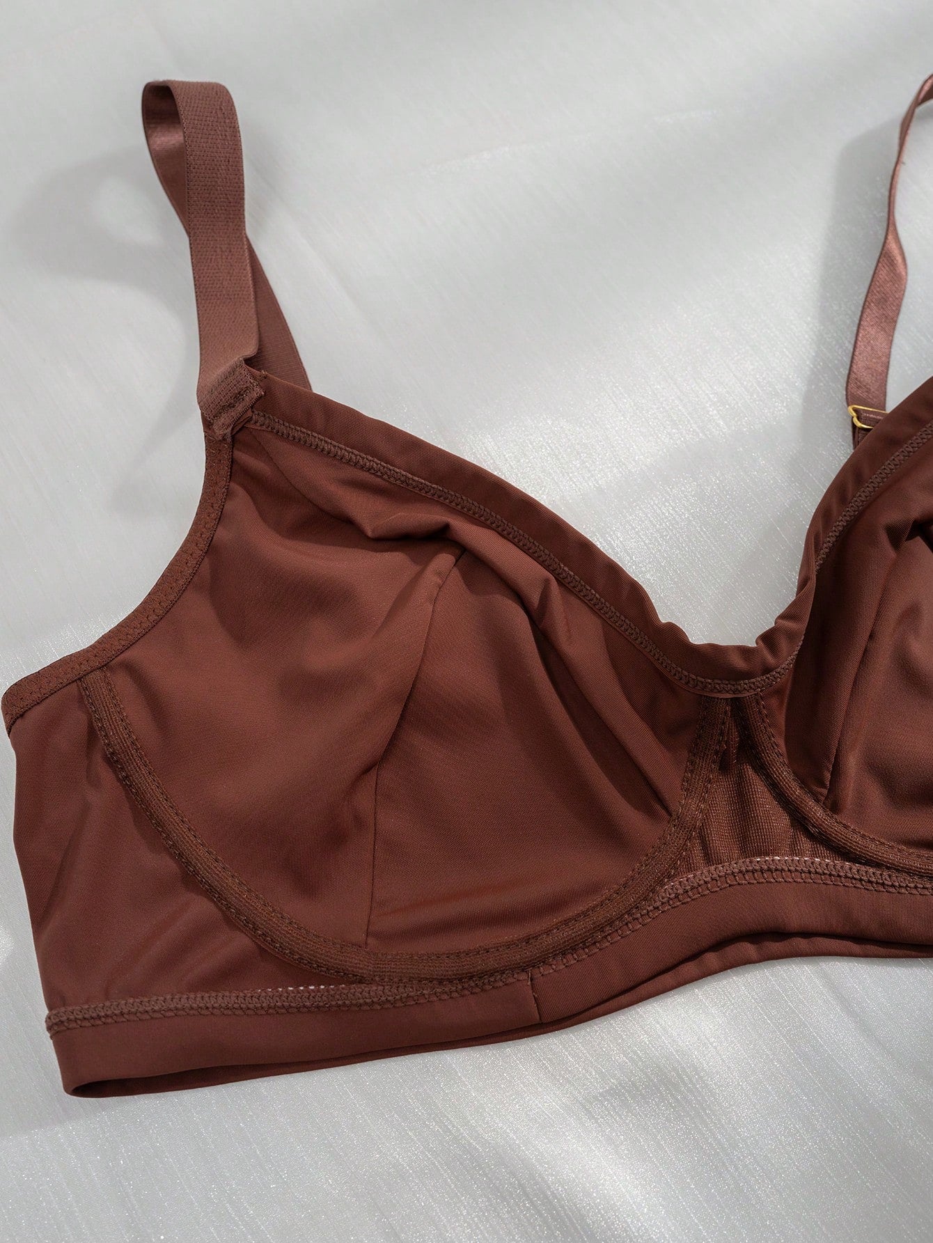 Women's Redwood Knitted Fabric Plain Backless Crop Casual Bralette Bra