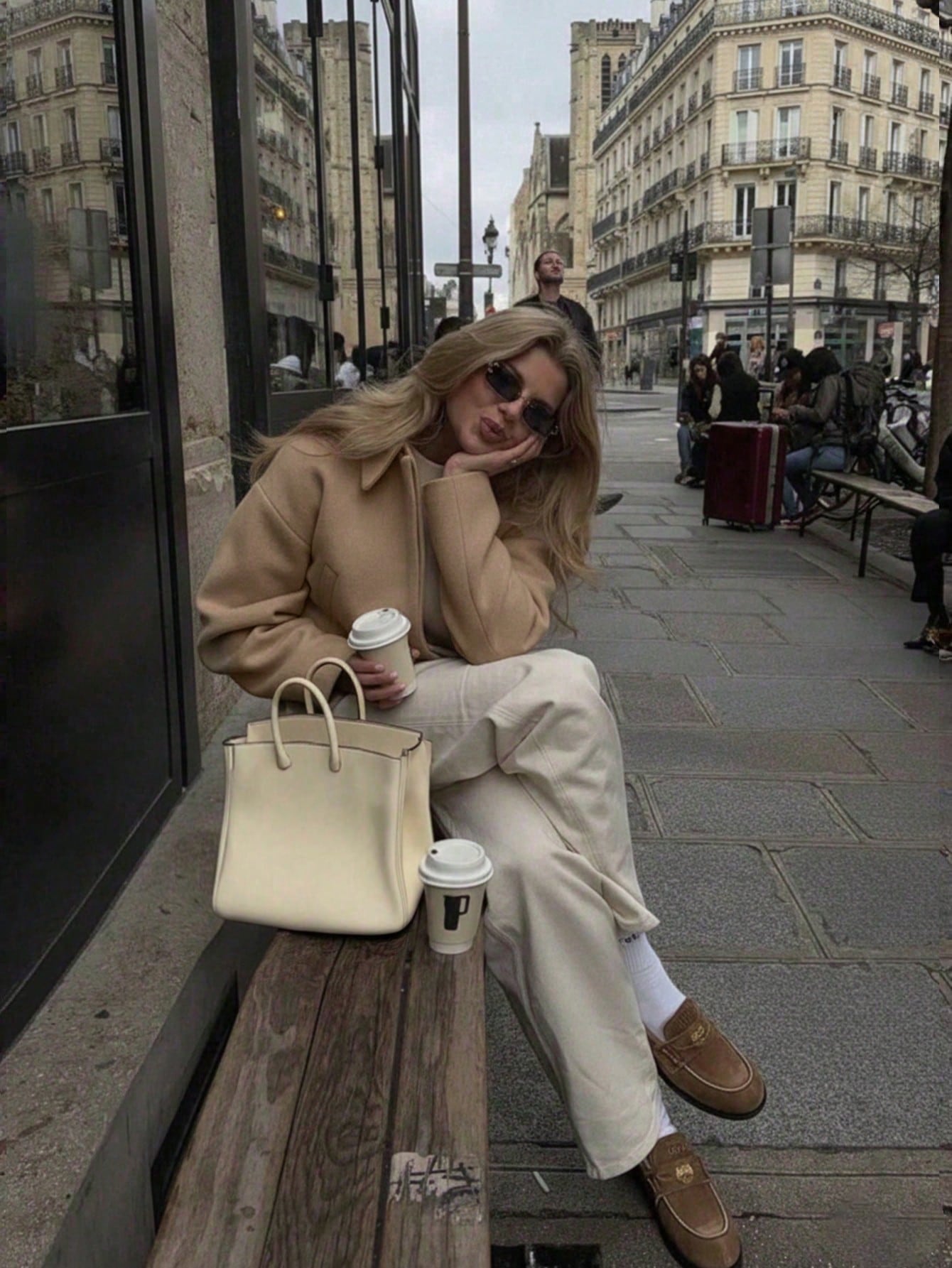 Solid Color Pocket Button Lapel Casual Commuter Street Woolen Coat