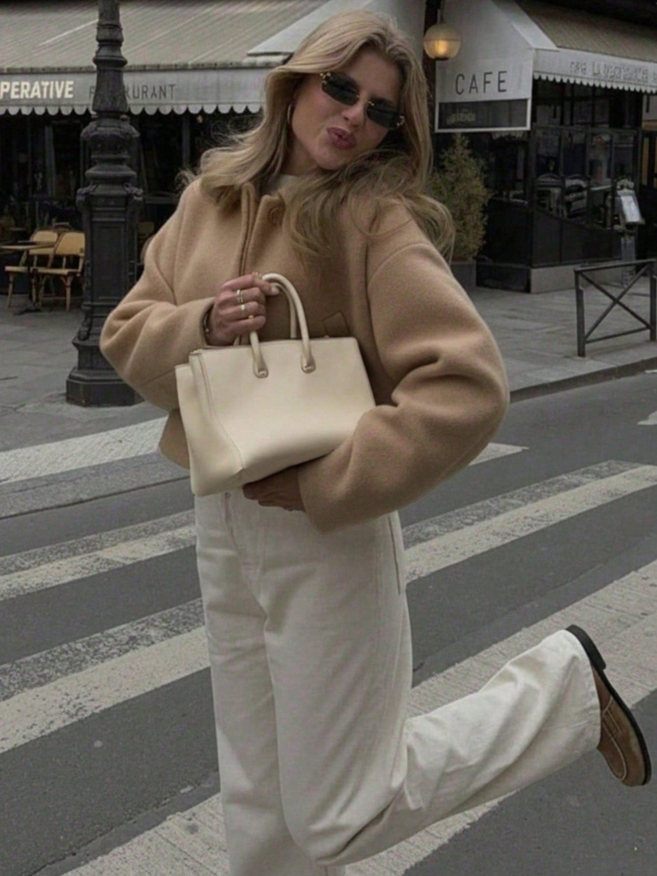 Solid Color Pocket Button Lapel Casual Commuter Street Woolen Coat