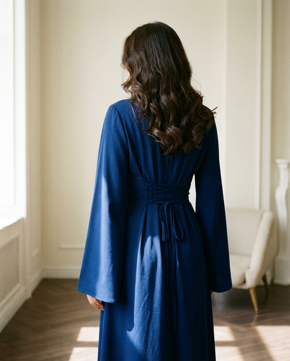 Long Dress with Flare Sleeves And A-Line Flowy Skirt