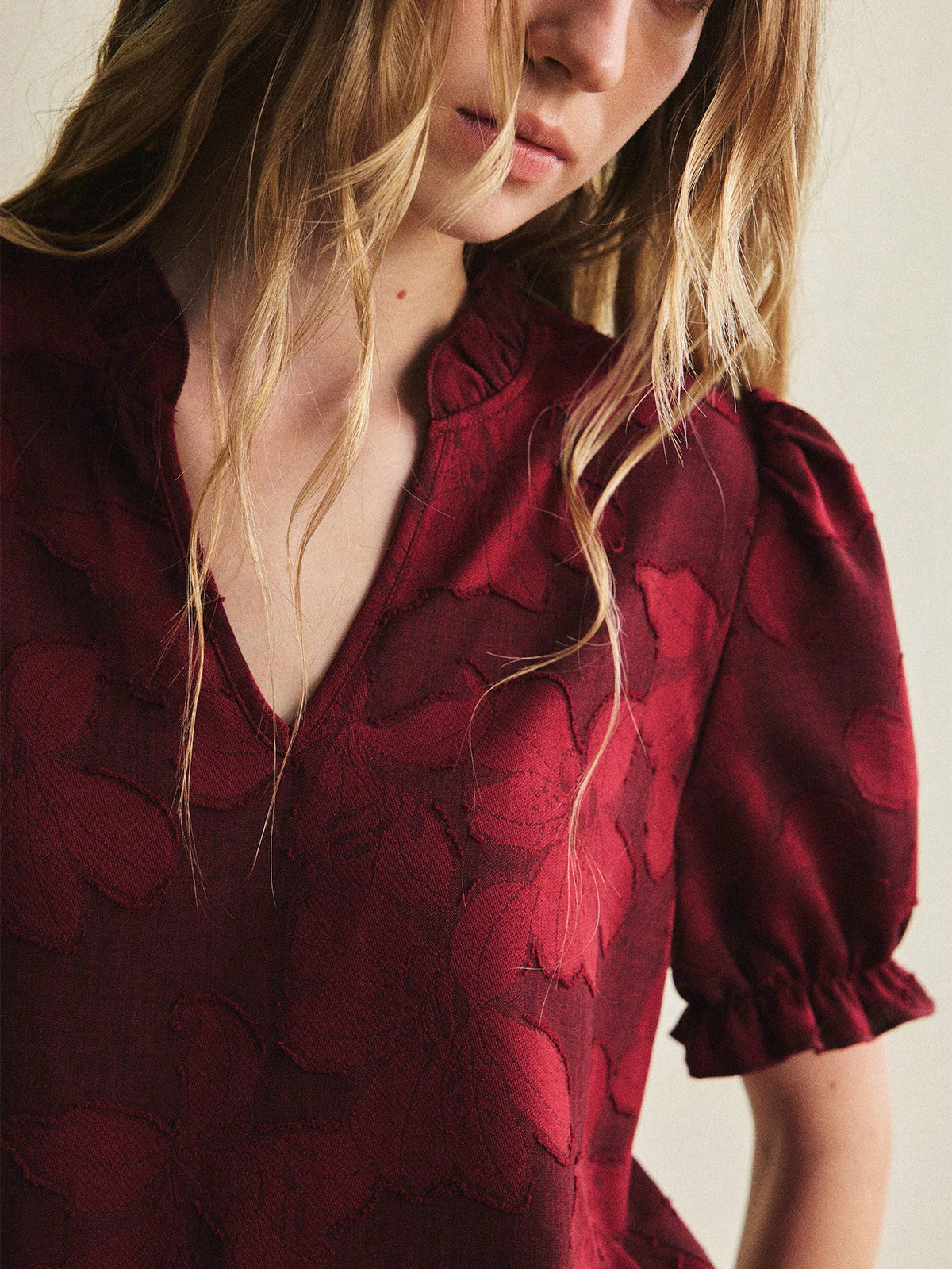 V-Neck Bubble Sleeves Summer Shirt