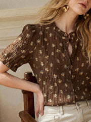 Petal Sleeve All-Over Print Summer Shirt