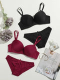 Shein 2sets Solid Underwire Lingerie Set