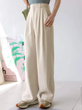 Shein Dazy-Less Plicated Detail Straight Leg Pants