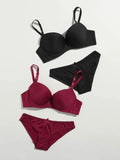 Shein 2sets Solid Underwire Lingerie Set